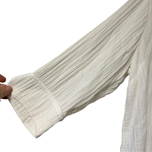 Purejill Top Tunic Gauze White LG Petite Lightweight Sheer Boho Hippie Casual - Picture 5 of 7